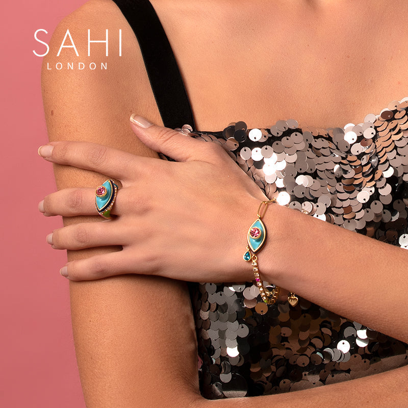 Love Affair Enamel Teardrop Chain & Link Bracelet
