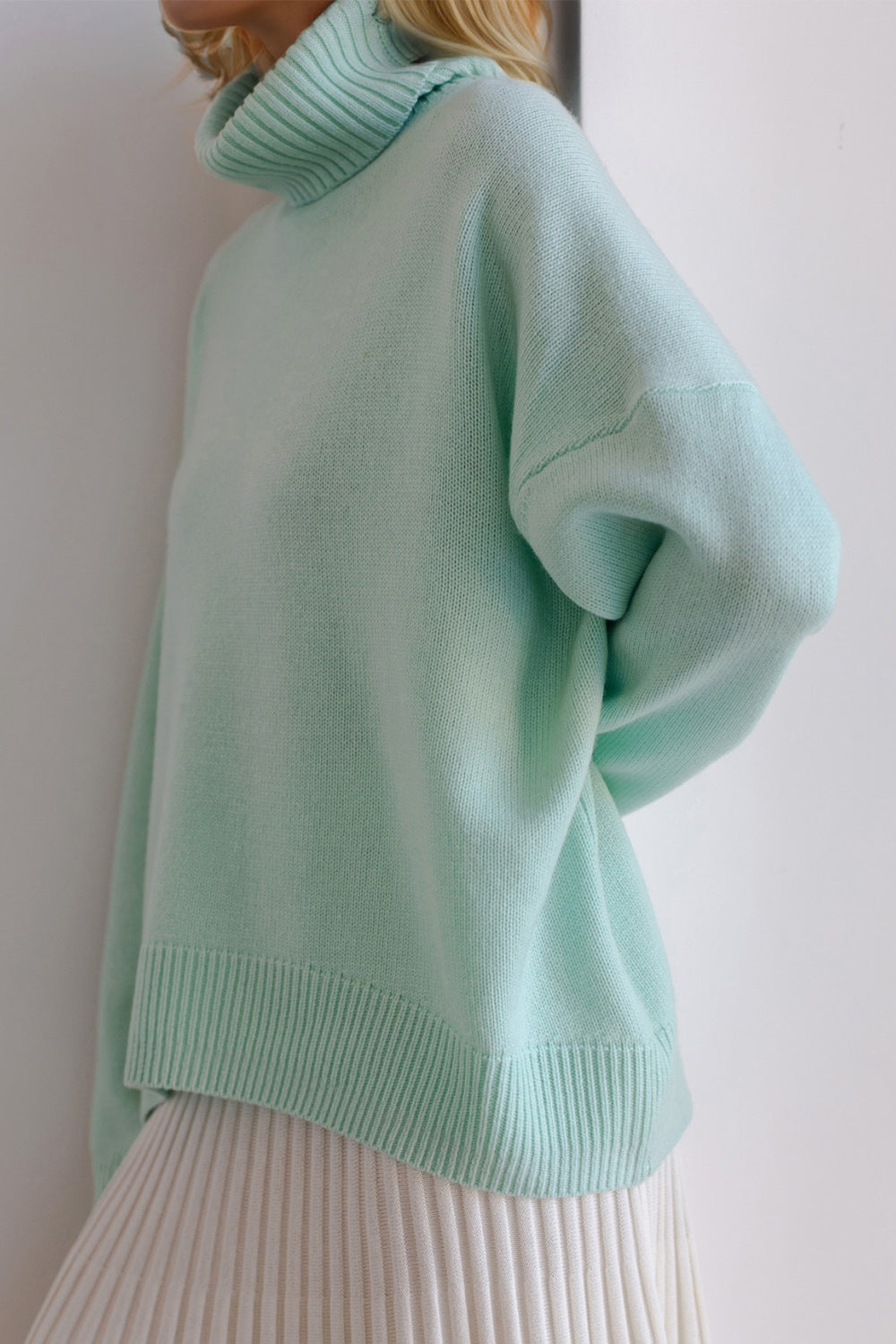Basic Bae Turtleneck Dropped Shoulder Sweater