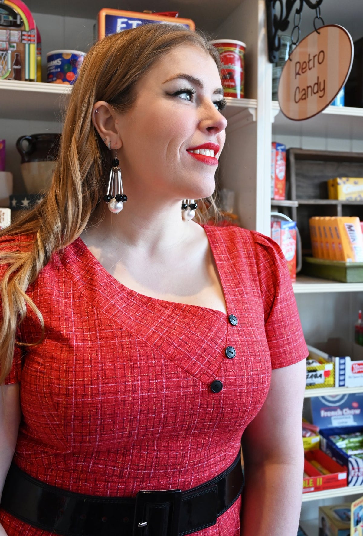Kim  - Coco Cerise - Tweed Print Dress