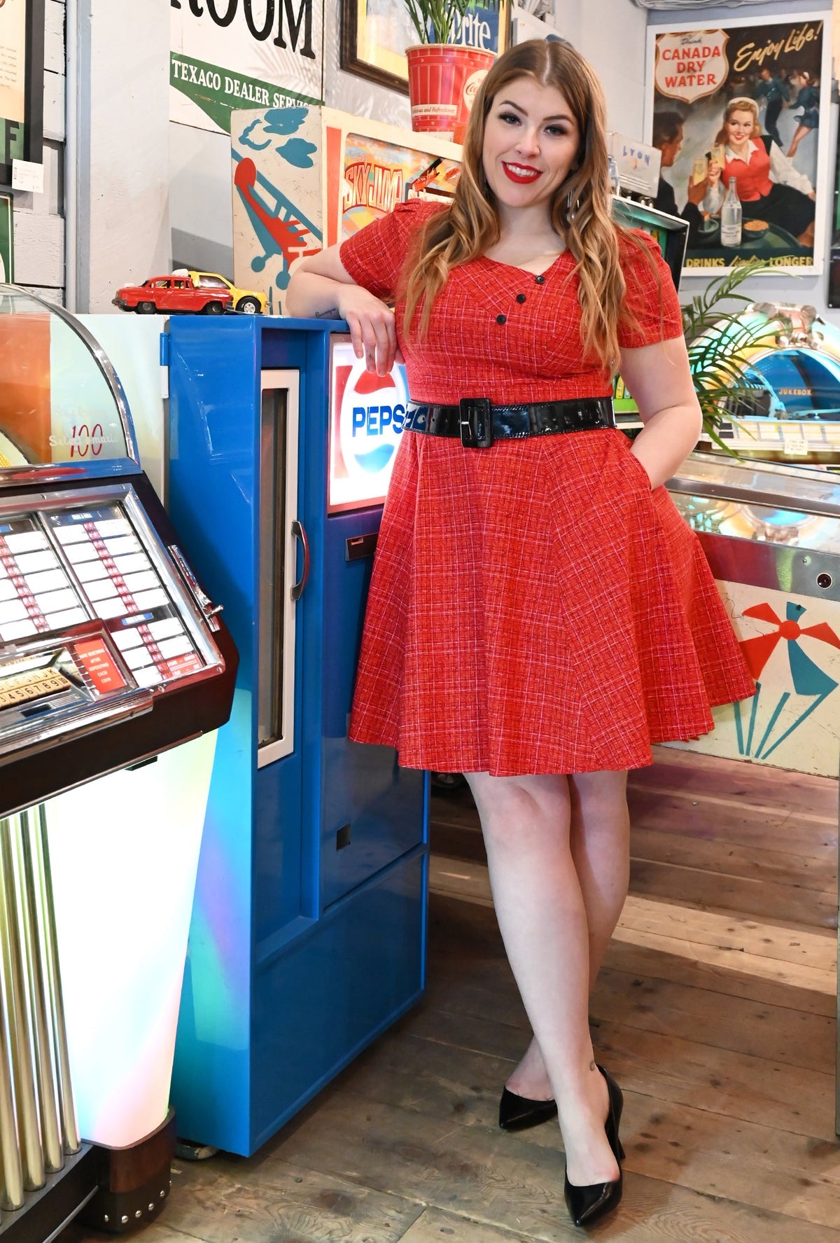 Kim  - Coco Cerise - Tweed Print Dress