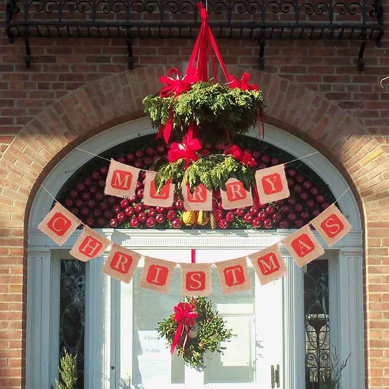 Merry Christmas Burlap Banner Garland