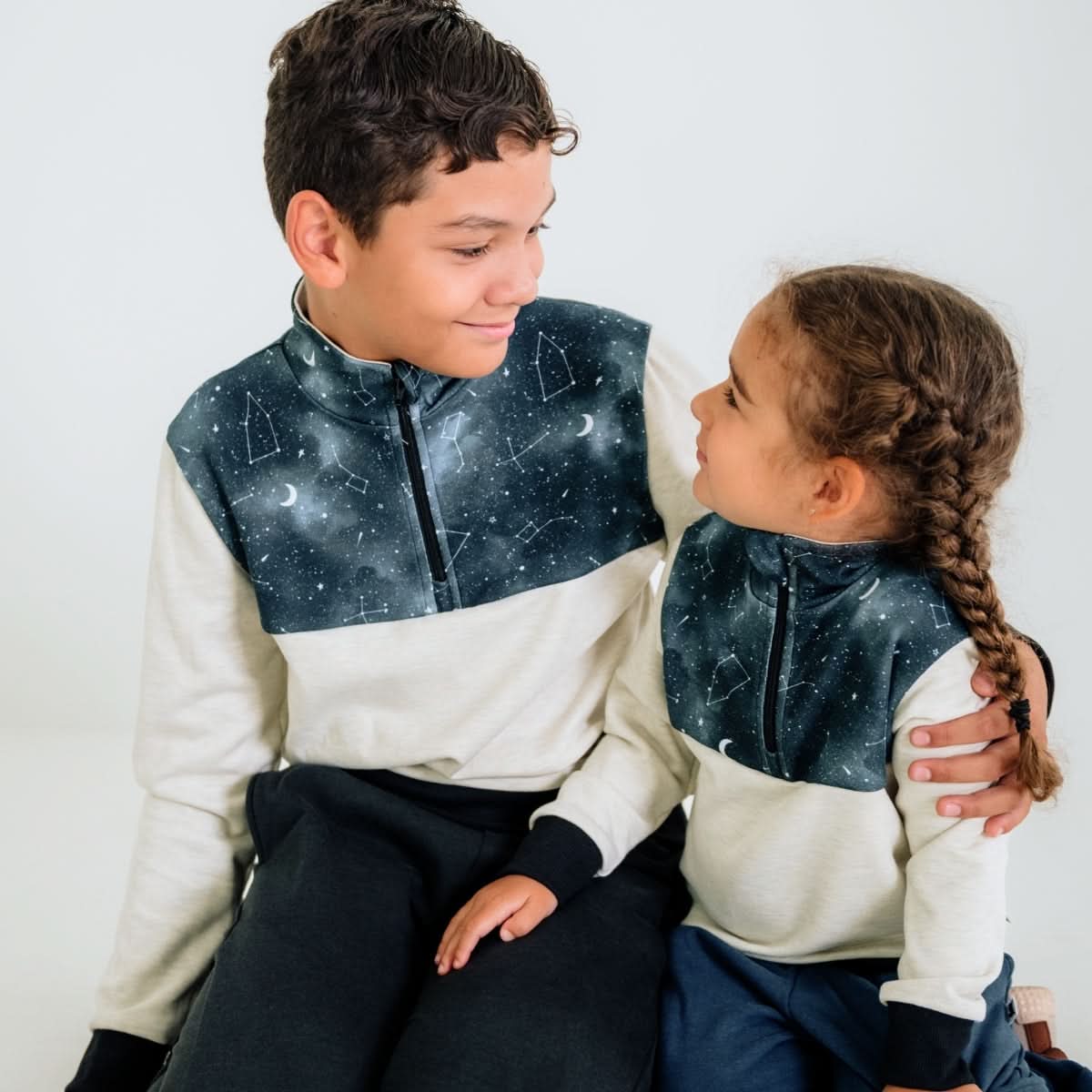 Youth Bamboo Fleece Half-Zip | Terracotta With Twilight Grove