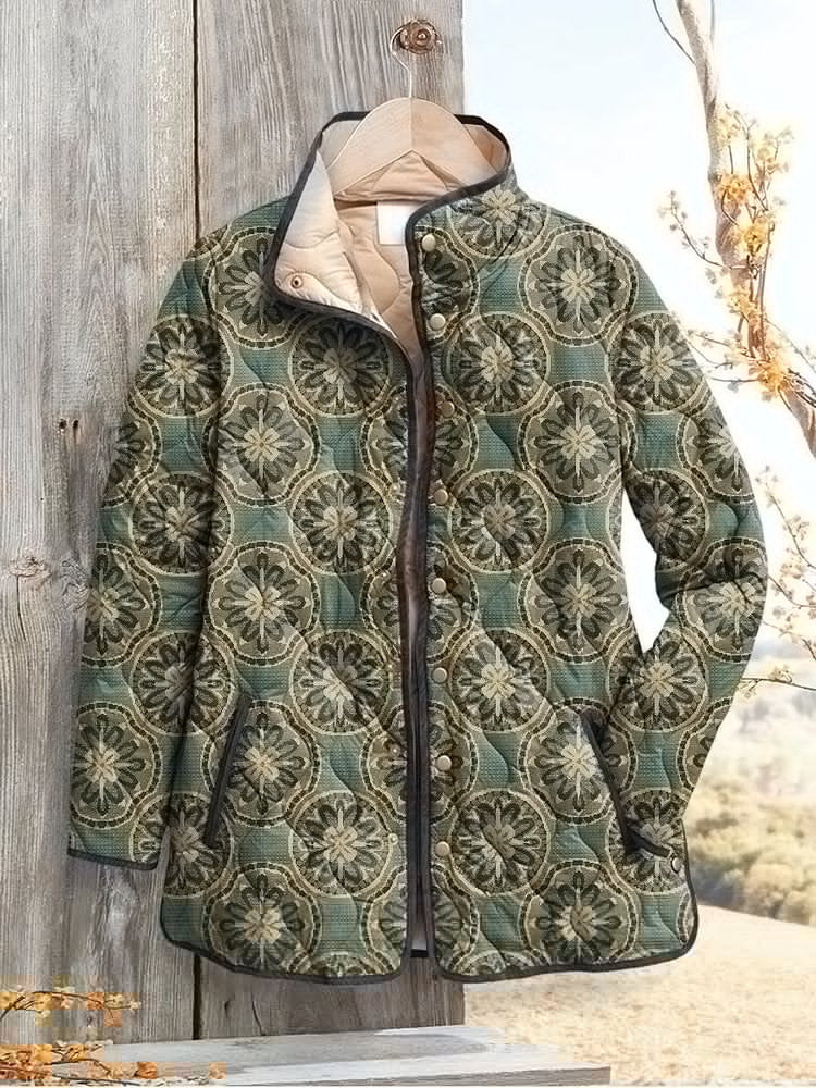 Women's Floral Digital-Printed Padded Cotton Jacket