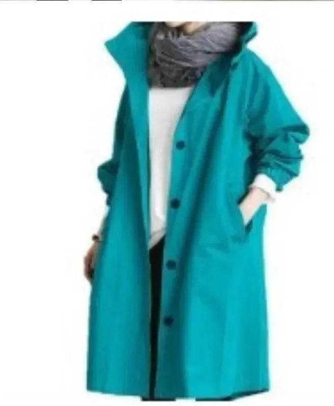 Women Casual Style Hoodie Windbreaker Mid-Length Jacket