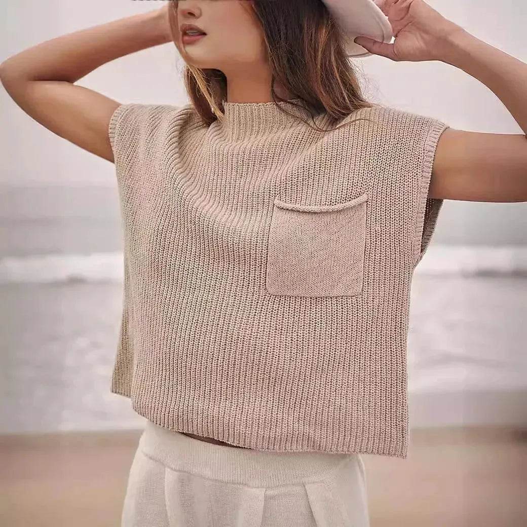 Women Knitted Short Sleeve Top