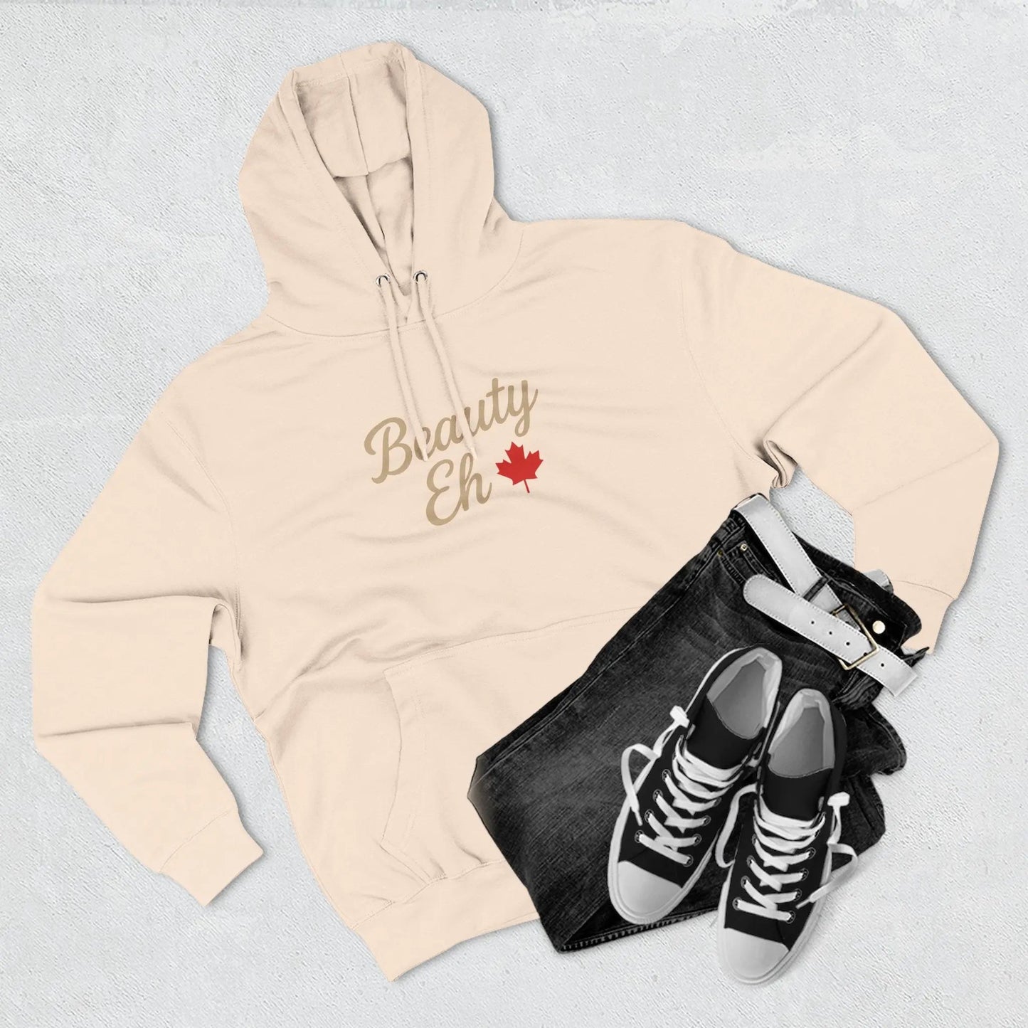 Beauty Eh Canadian Hoodie - Maple Leaf Pride Pullover Sweatshirt - Cozy Fleece Lined Hooded Sweatshirt