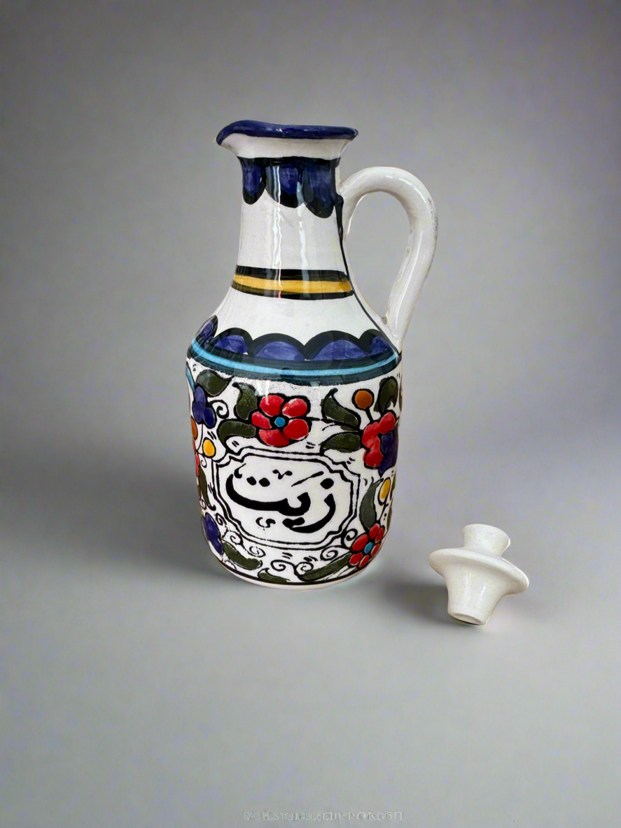 Oil Jug – Hand-Painted Palestinian Ceramic