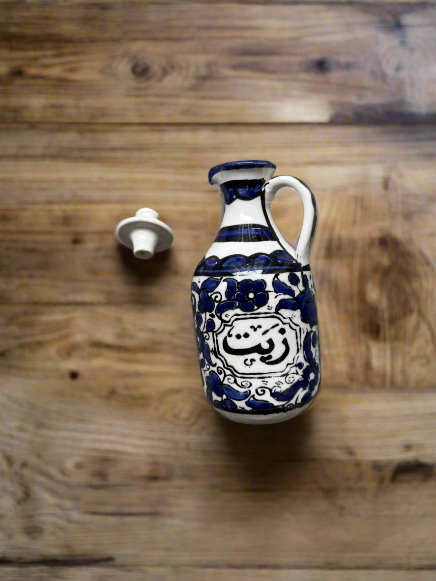 Oil Jug – Hand-Painted Palestinian Ceramic