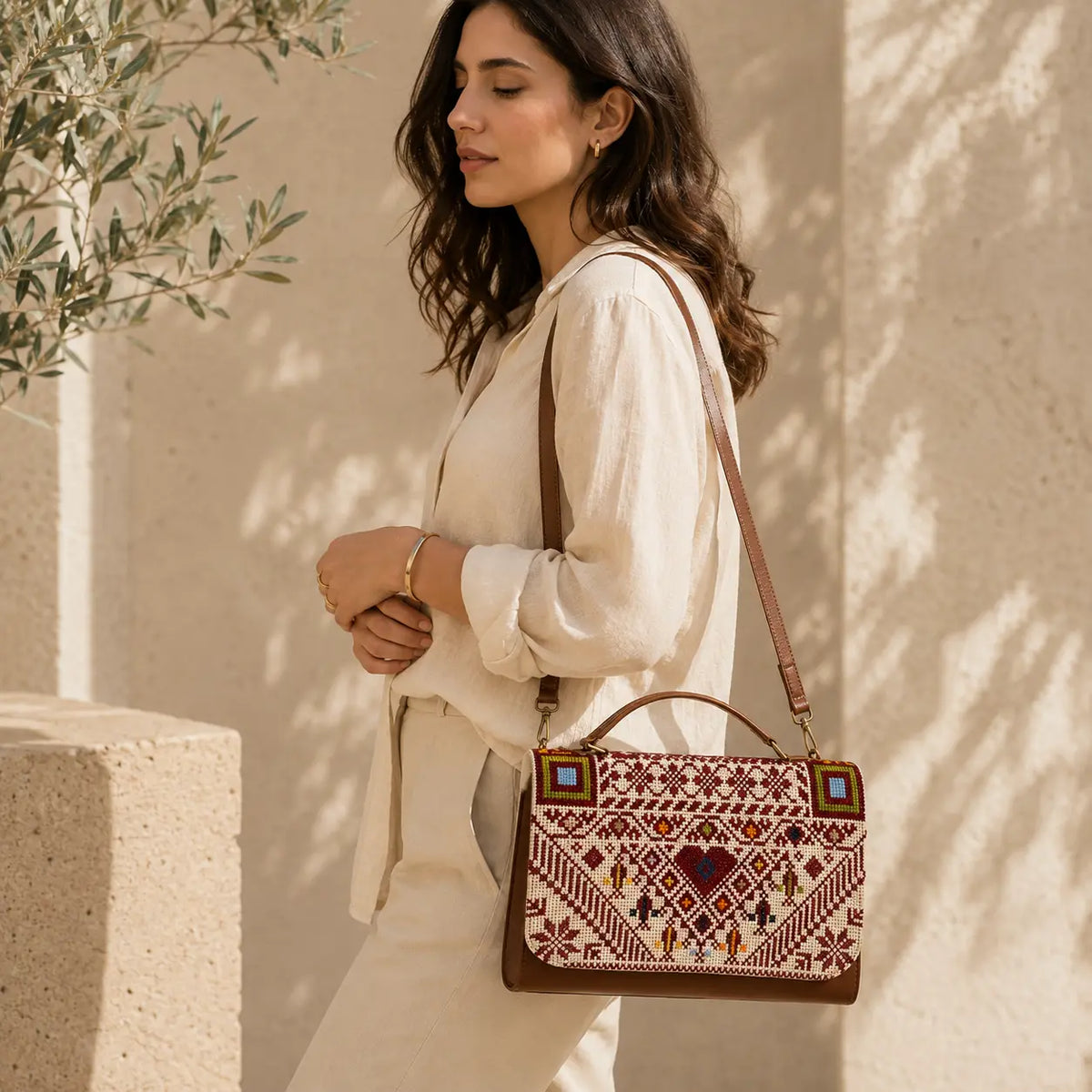 Handmade Palestinian Heart Tatreez Women's Bag – Crossbody Purse