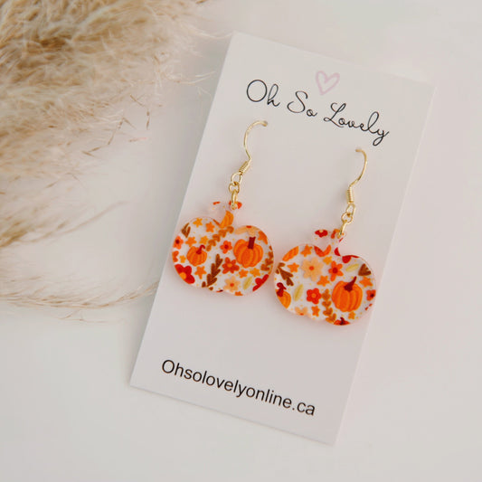 Reese Pumpkin Acrylic Drop Earrings