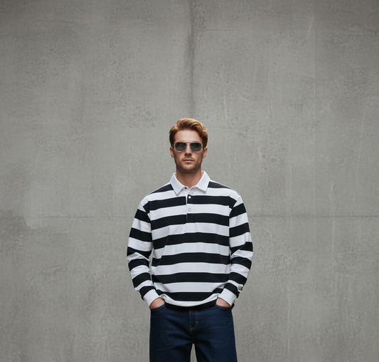 Color Block Stripe Polo Shirt