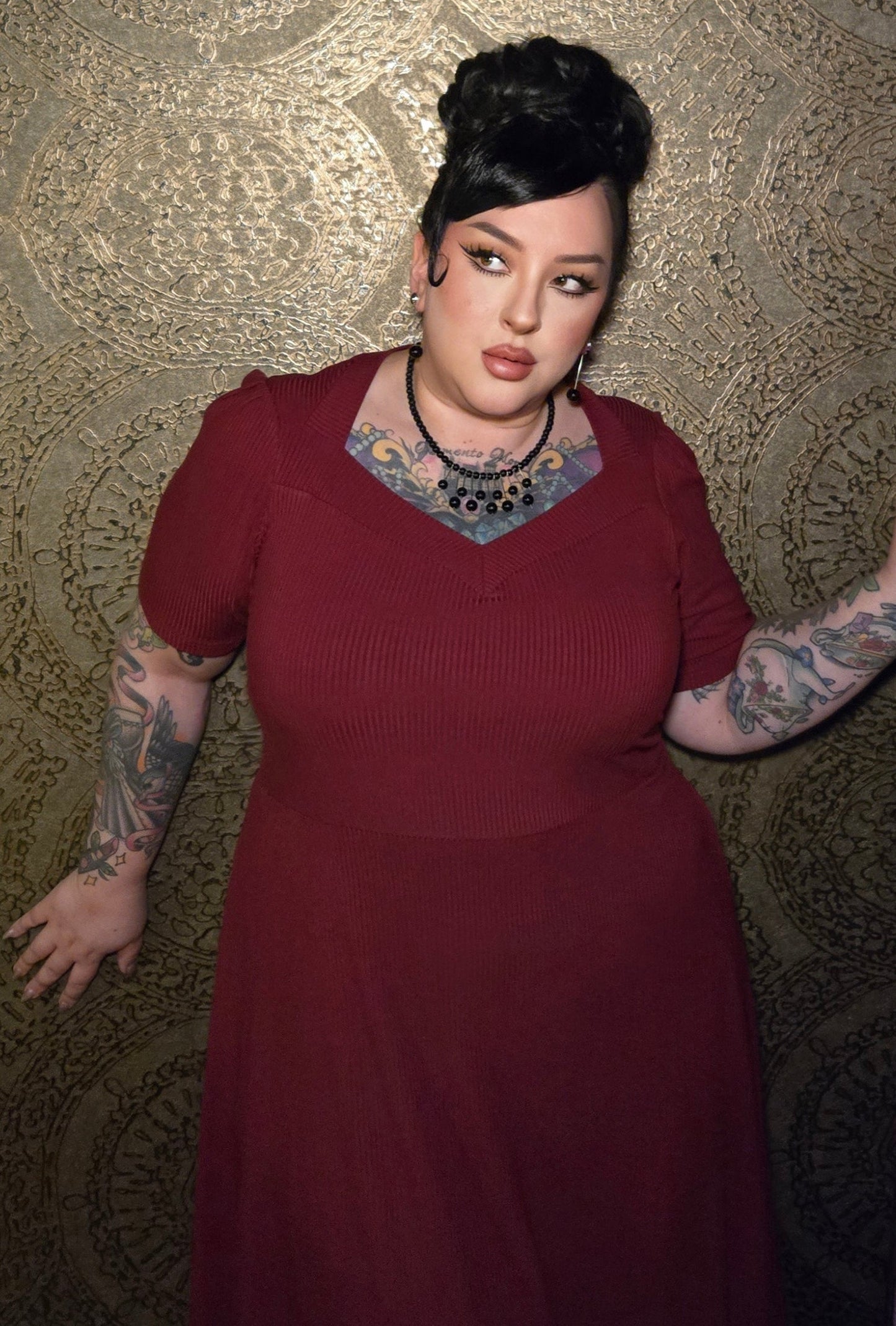 Thistle Midi Dress - Burgundy Rib Knit Bamboo