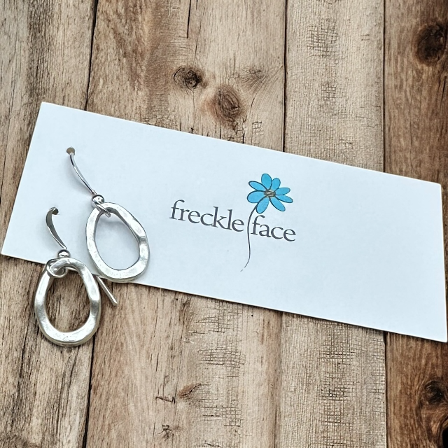 Wavy Hoop Drop Earrings – Matte Silver Asymmetrical Hoops, Hypoallergenic