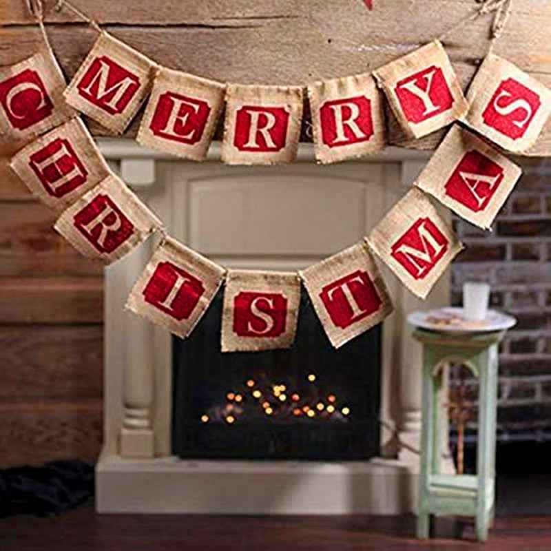 Merry Christmas Burlap Banner Garland