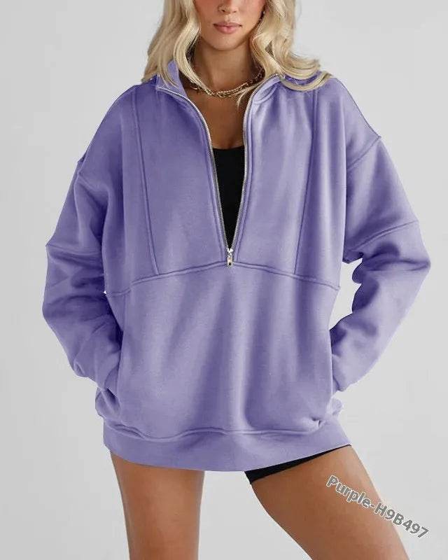 Women's Half Zip Oversized Sweatshirt