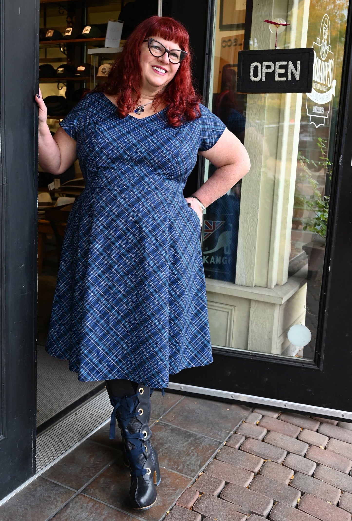 Yvonne - Dressed to Kilt - Navy Plaid Dress