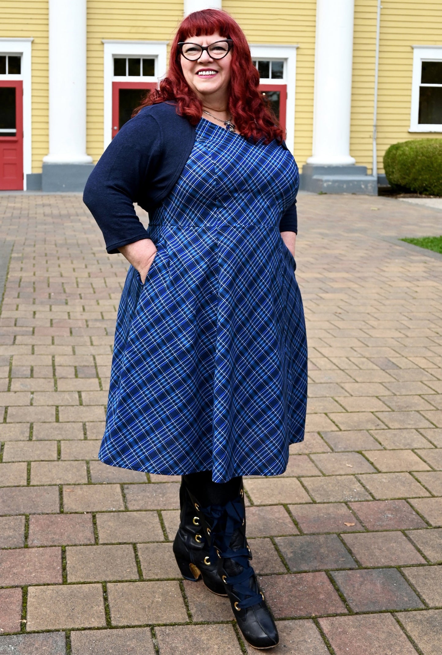 Yvonne - Dressed to Kilt - Navy Plaid Dress