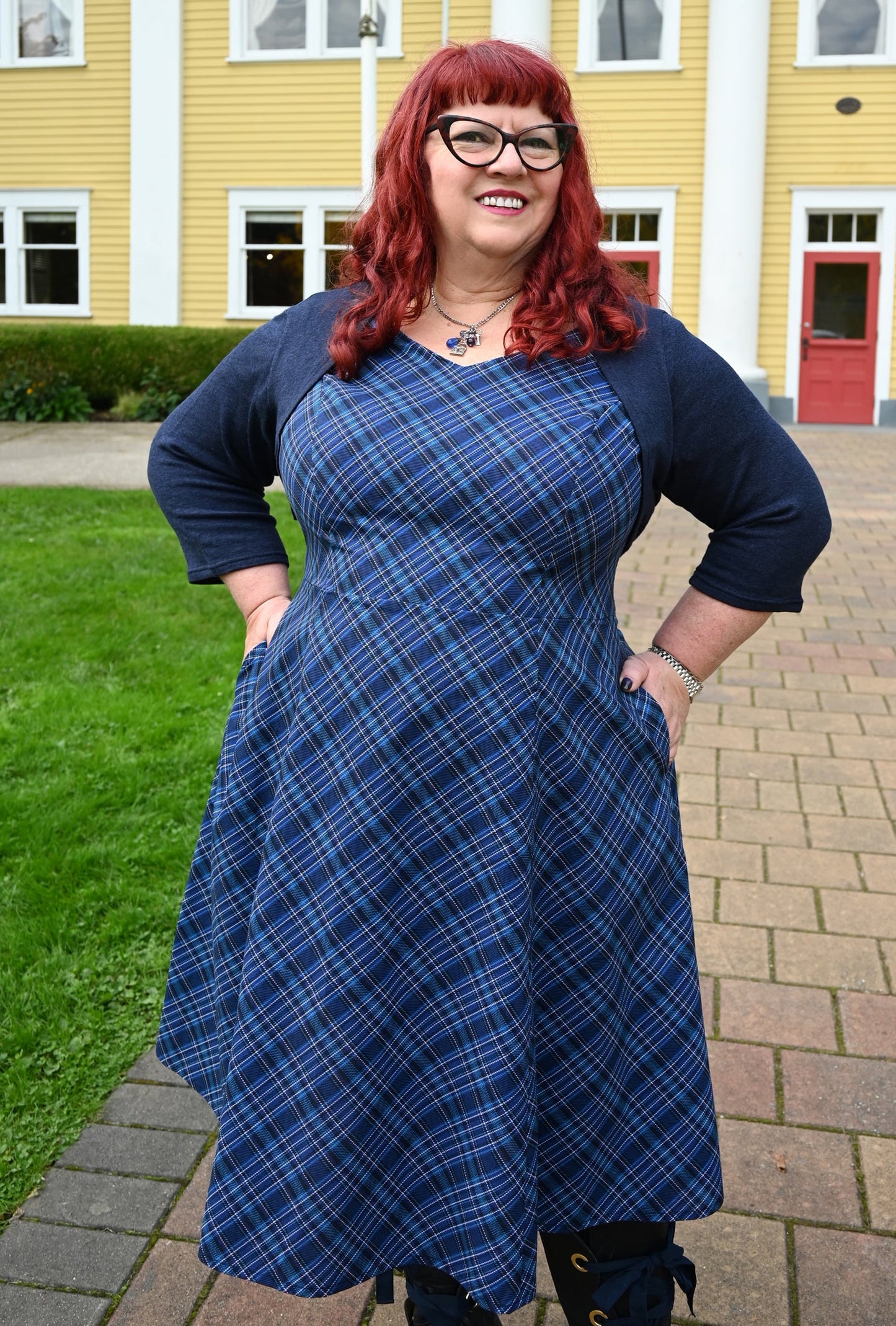 Yvonne - Dressed to Kilt - Navy Plaid Dress