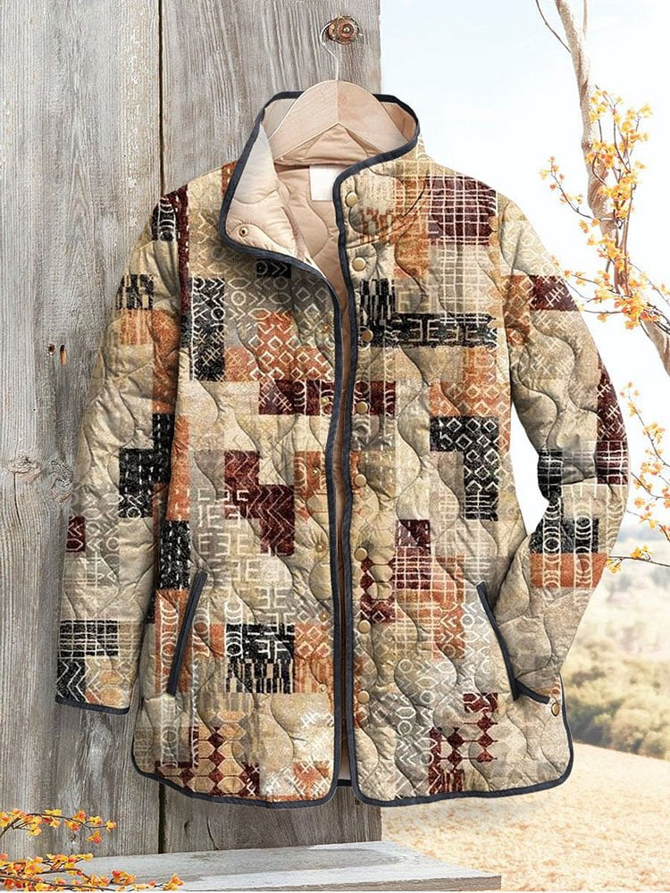 Women's Floral Digital-Printed Padded Cotton Jacket