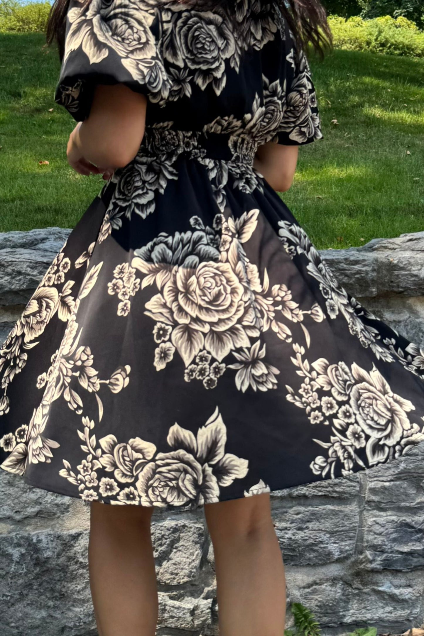 Lottie Black Floral Fit and Flare Dress