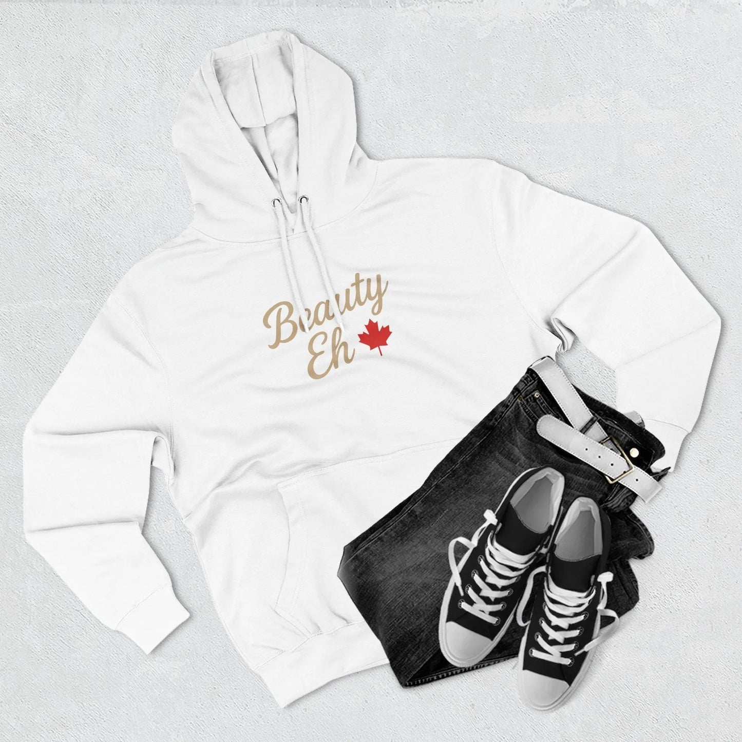 Beauty Eh Canadian Hoodie - Maple Leaf Pride Pullover Sweatshirt - Cozy Fleece Lined Hooded Sweatshirt
