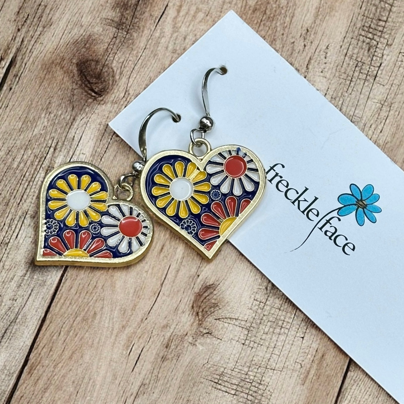 Retro Flower Power Earrings – Colorful Enamel Dangles