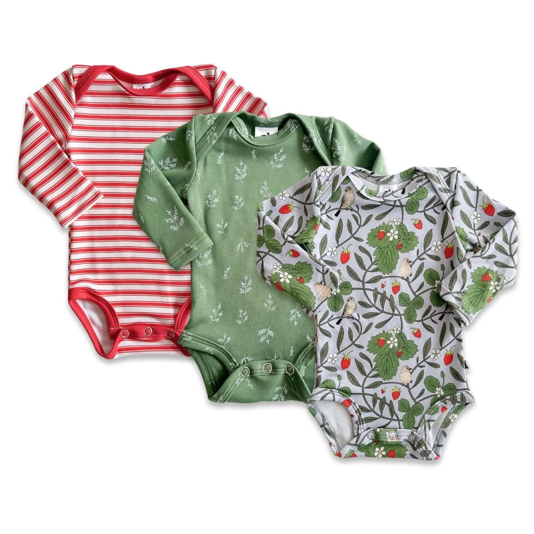 Baby Long-Sleeve Bamboo Bodysuit | Berry Stripe