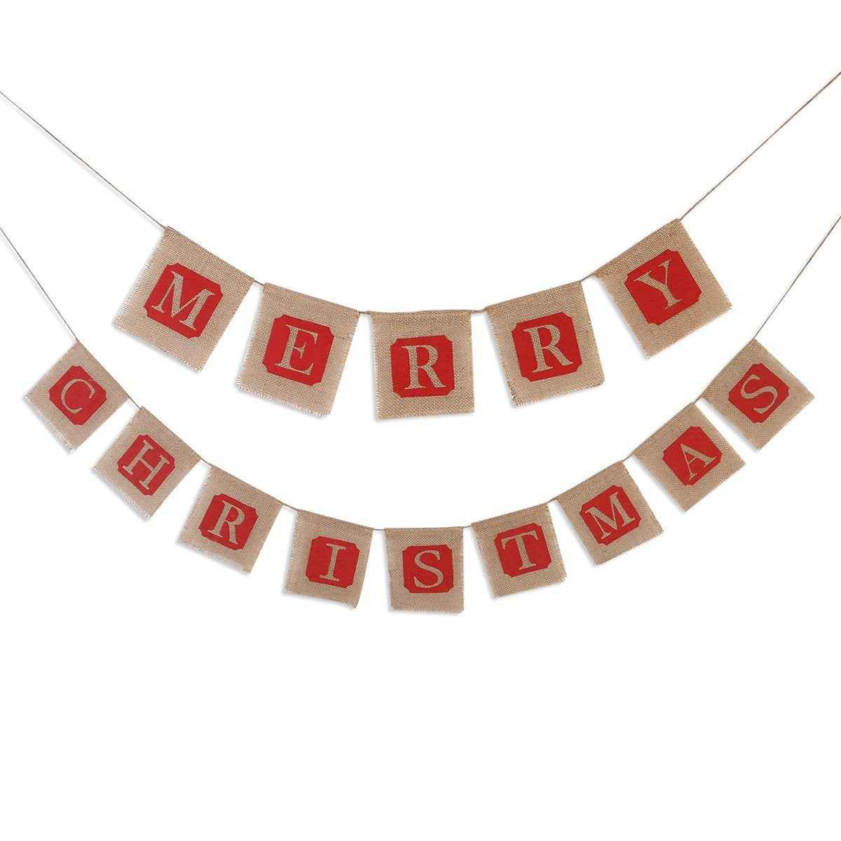Merry Christmas Burlap Banner Garland