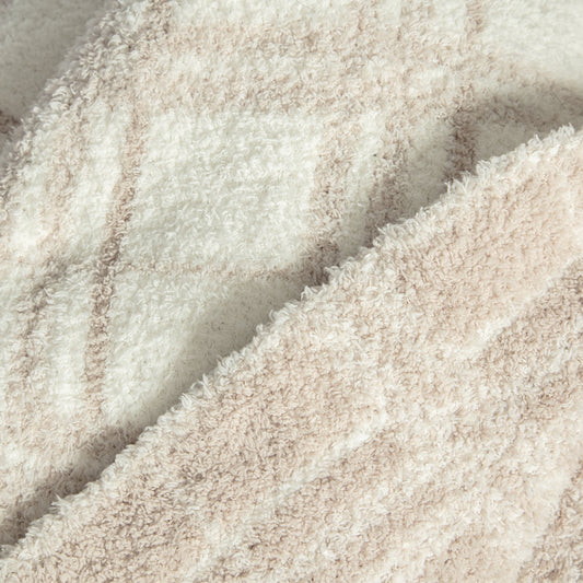 Blushing Beige & White Plaid Print Extended Throw