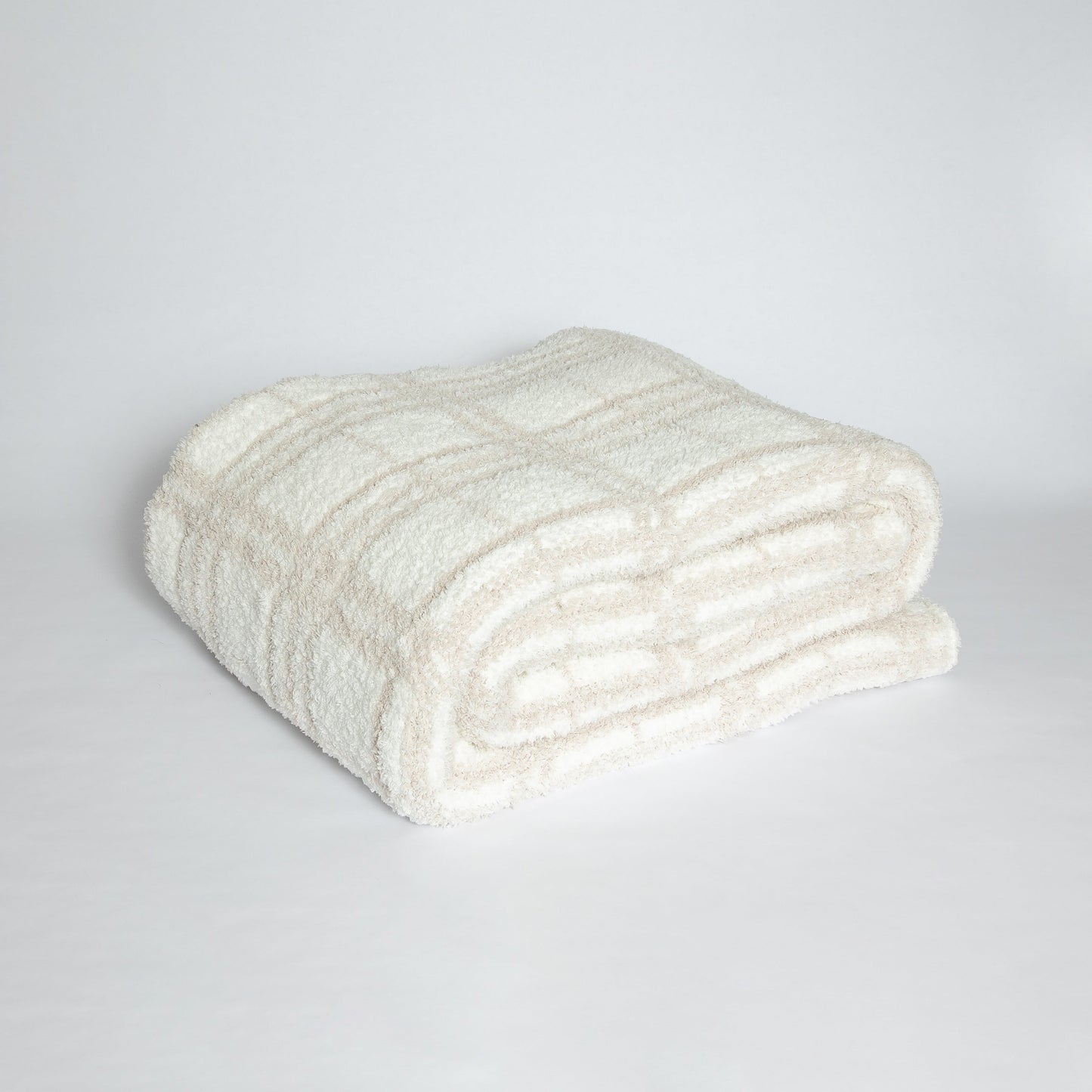 Blushing Beige & White Plaid Print Extended Throw