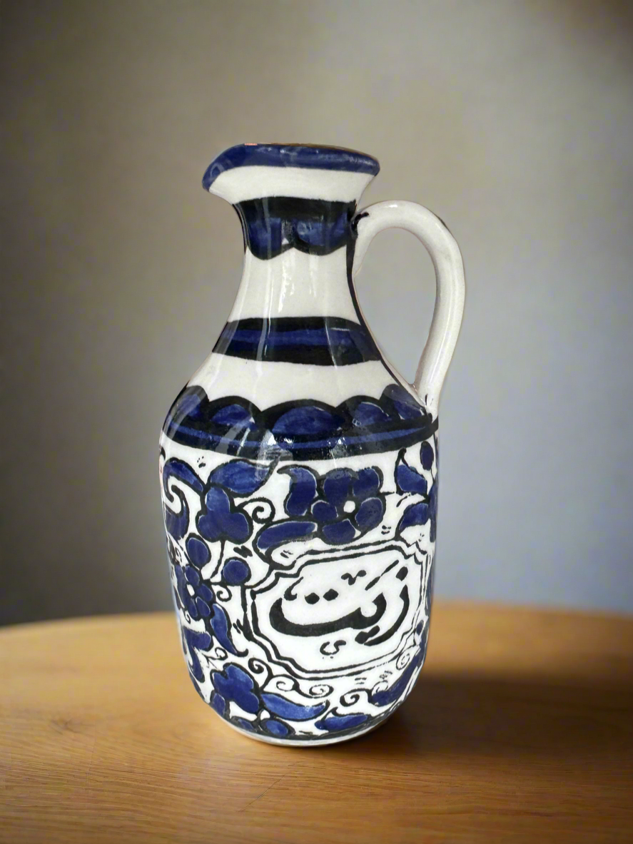 Oil Jug – Hand-Painted Palestinian Ceramic