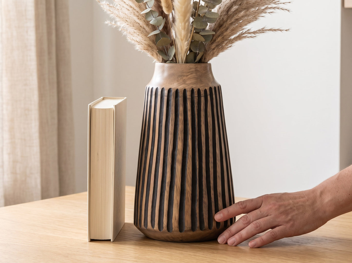 Tapered Vase with Black Lines, Large