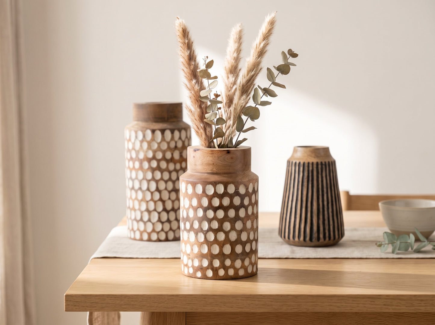 Straight Vase with White Polka Dots, Small