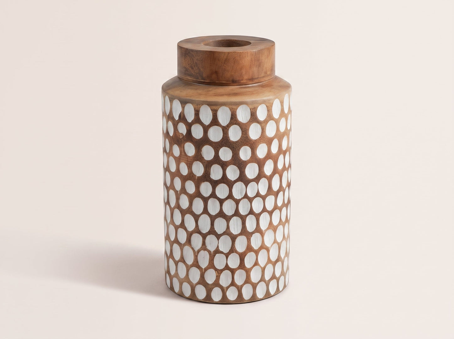Straight Vase with White Polka Dots, Large