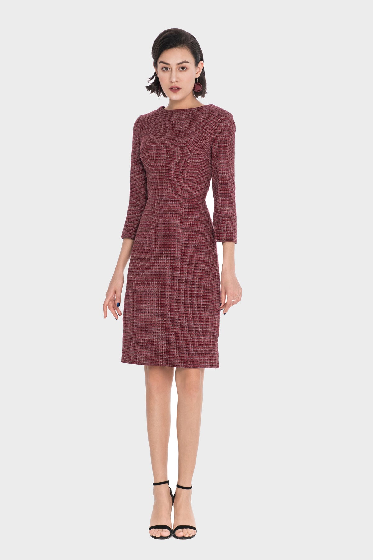 Sheath Dress, Semi-Fitted with Round Neck