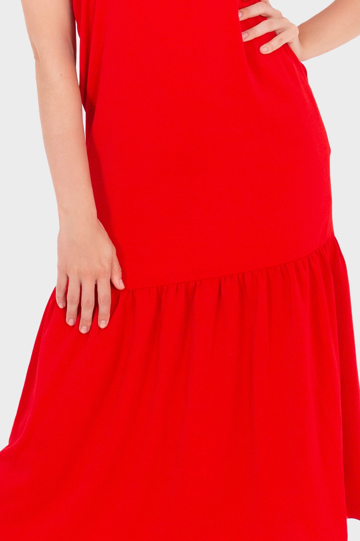 Tie neck Maxi dress with side pocket