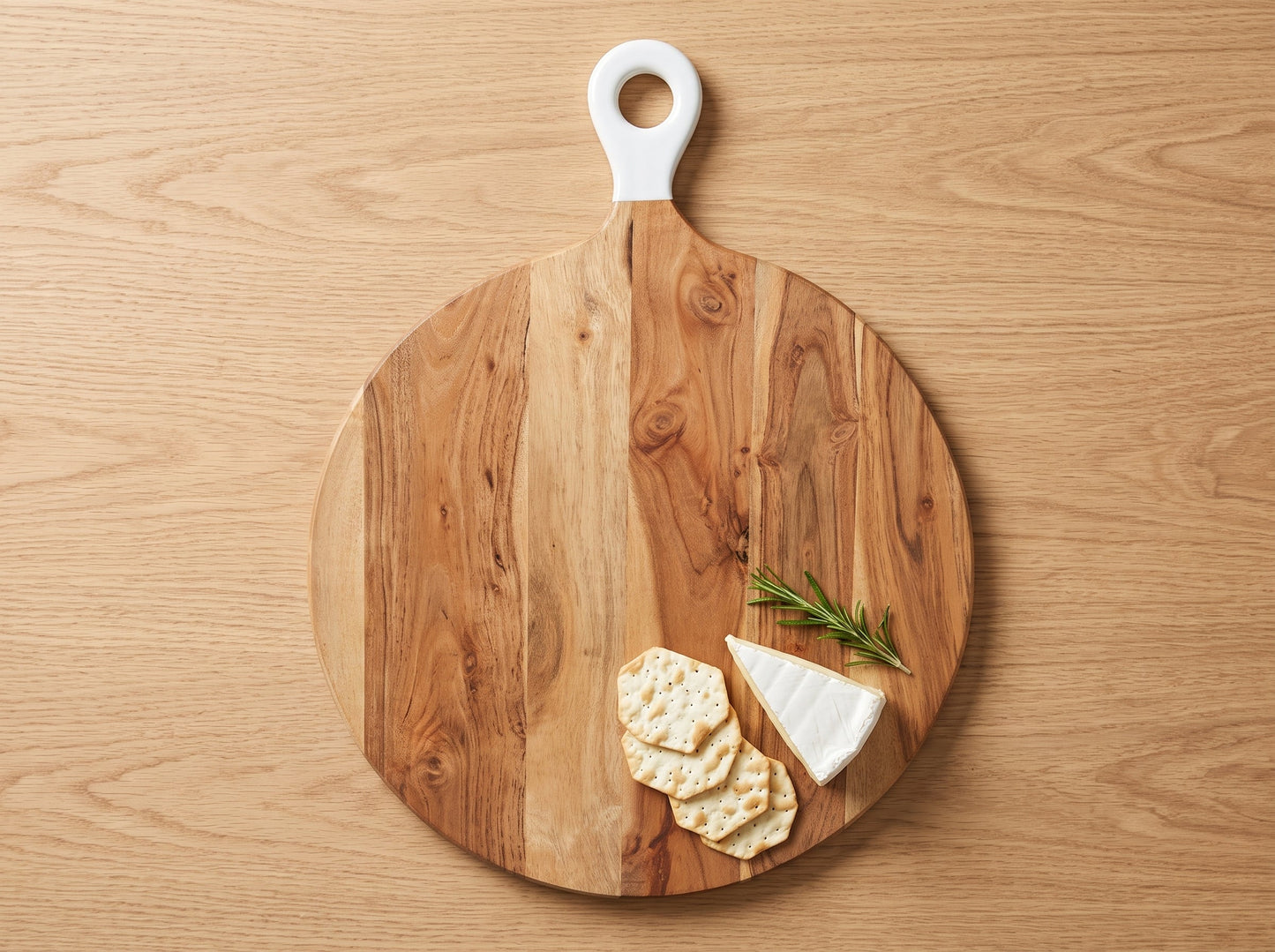 Round Large Board with White Enamel Handle