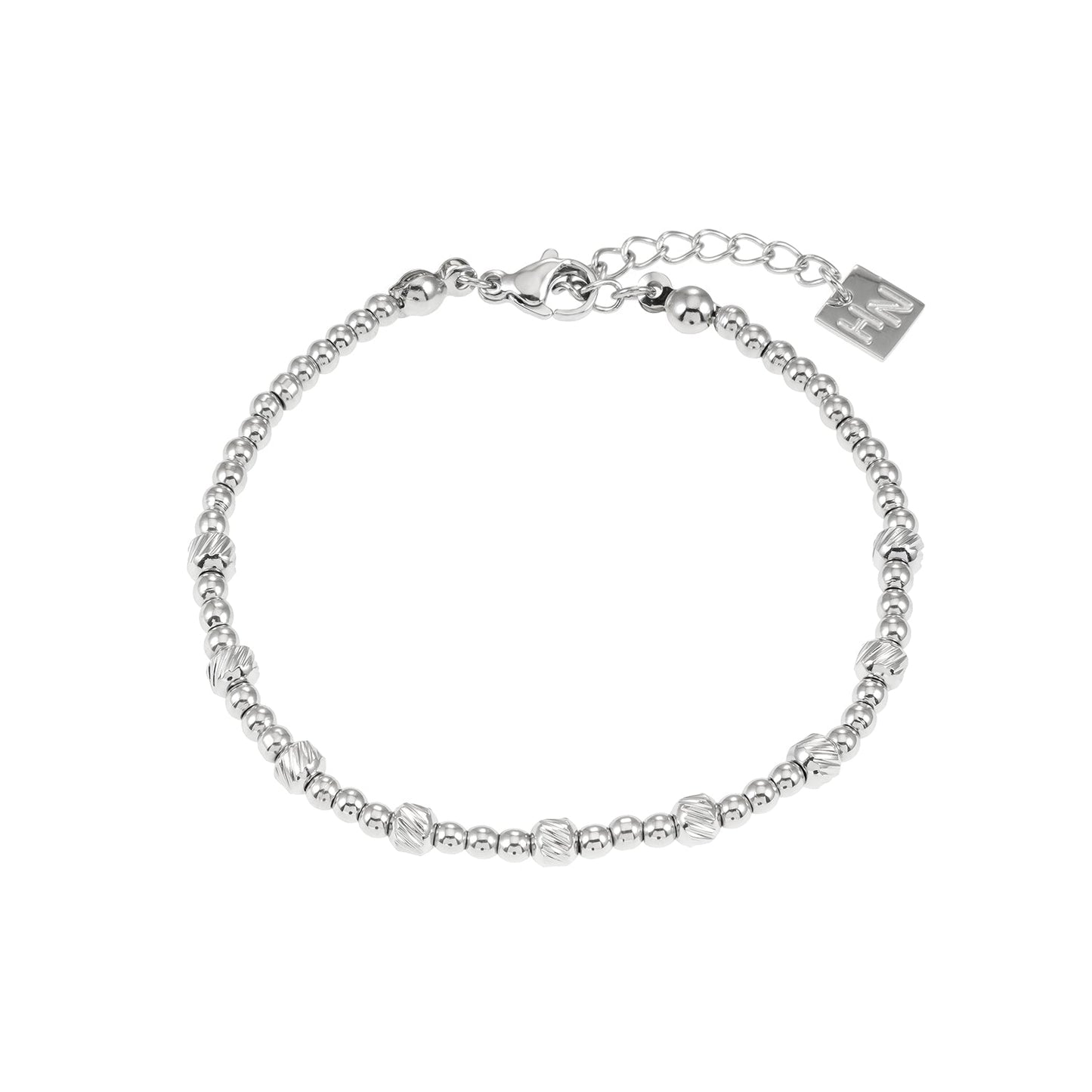 Style ANNABETH: Twin-Bead Fusion White Gold (Silver Toned) Chain Braceletl