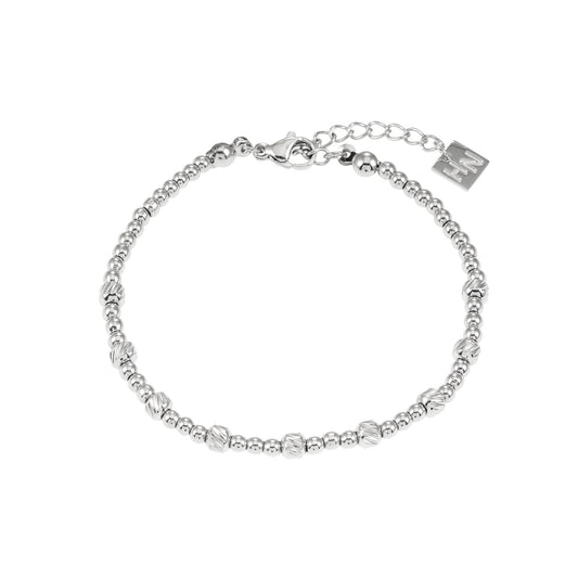 Style ANNABETH: Twin-Bead Fusion White Gold (Silver Toned) Chain Braceletl
