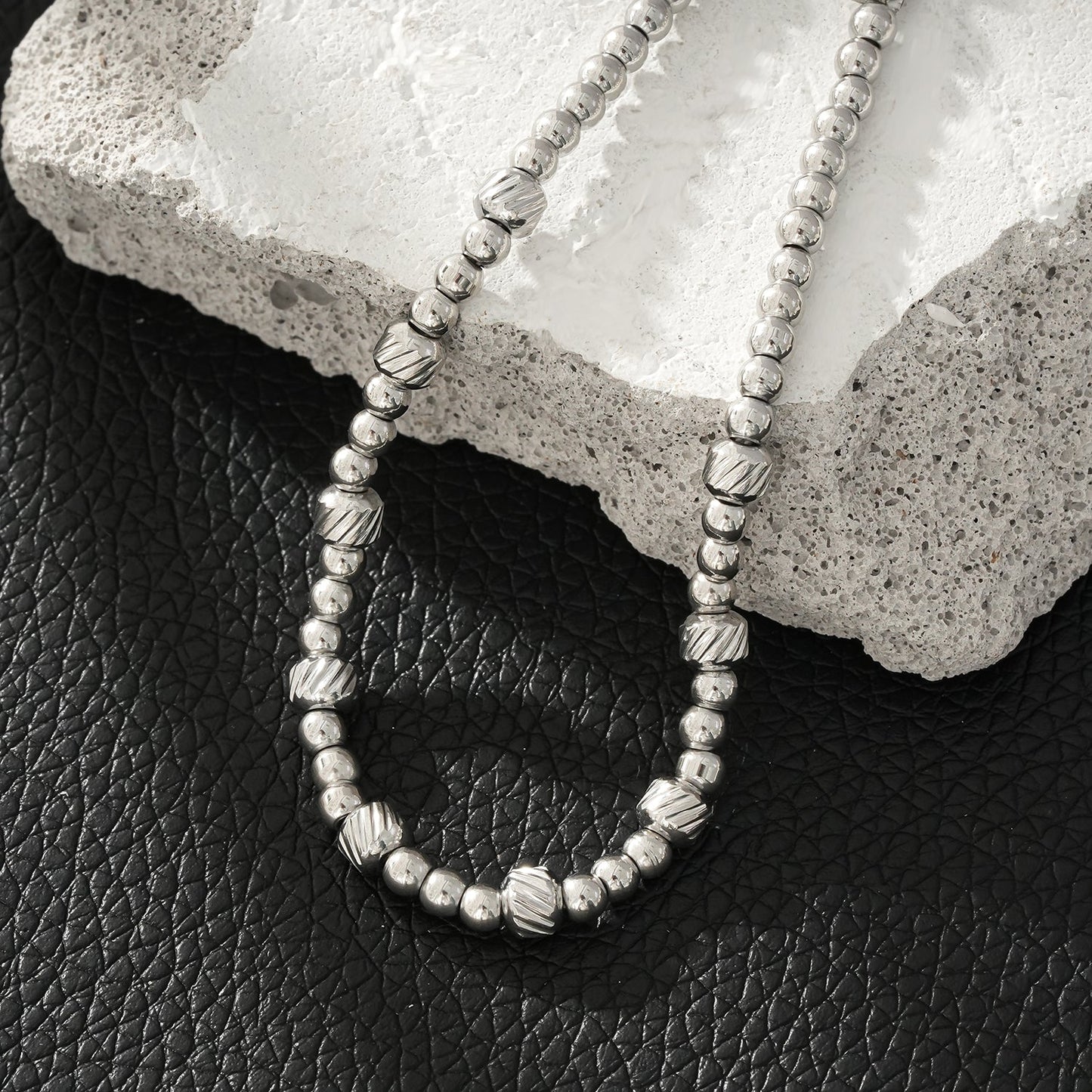 Style ANNABETH: Twin-Bead Fusion White Gold (Silver Toned) Chain Braceletl