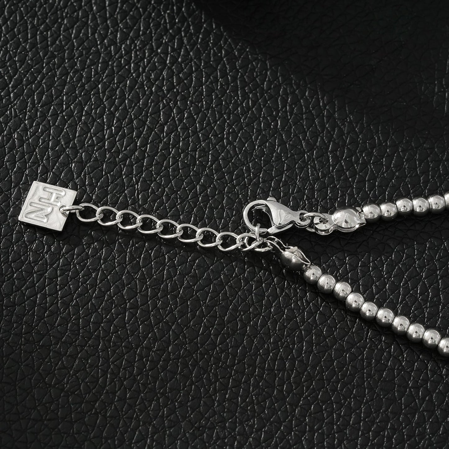 Style ANNABETH: Twin-Bead Fusion White Gold (Silver Toned) Chain Braceletl