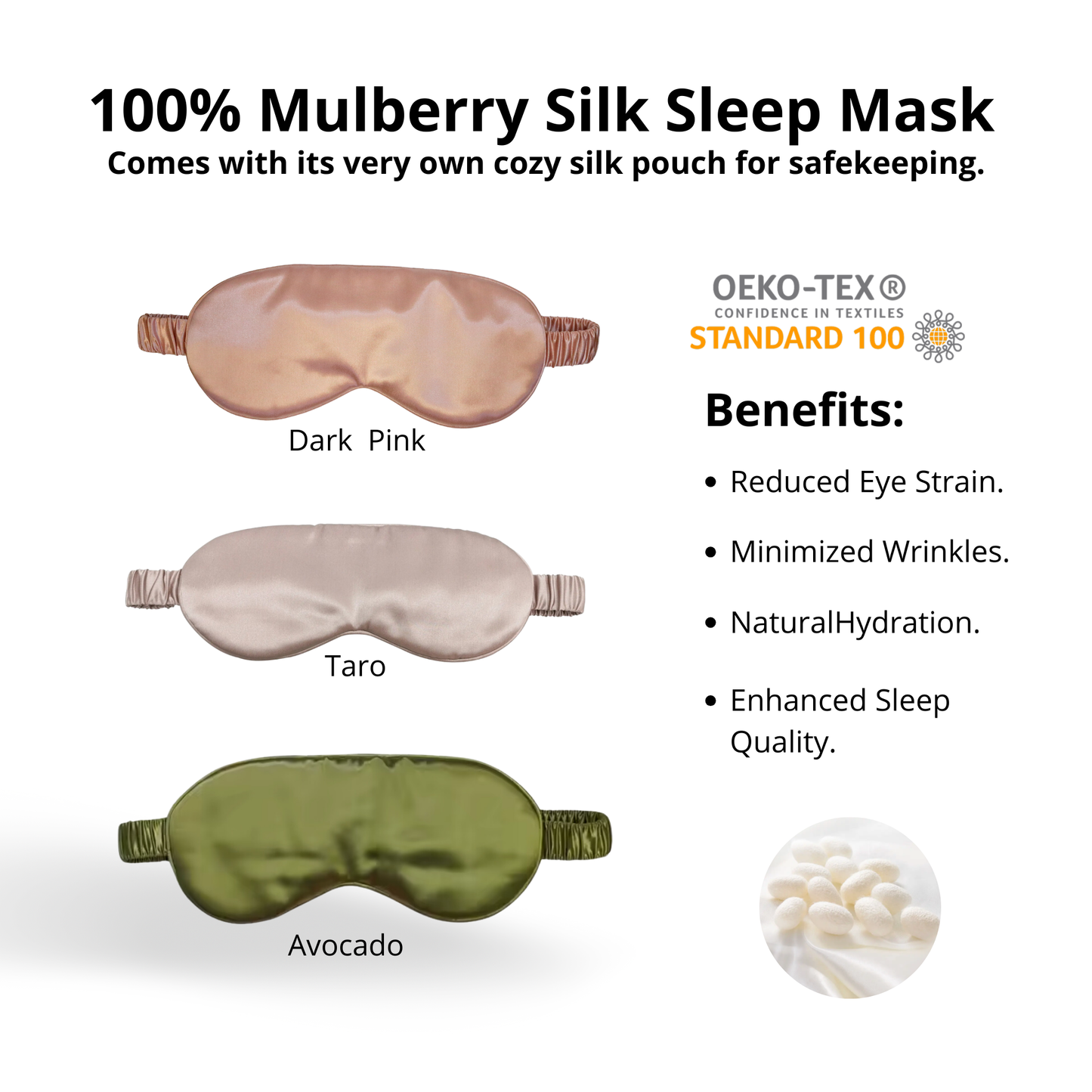 100% Mulberry Silk Sleep Eye Mask