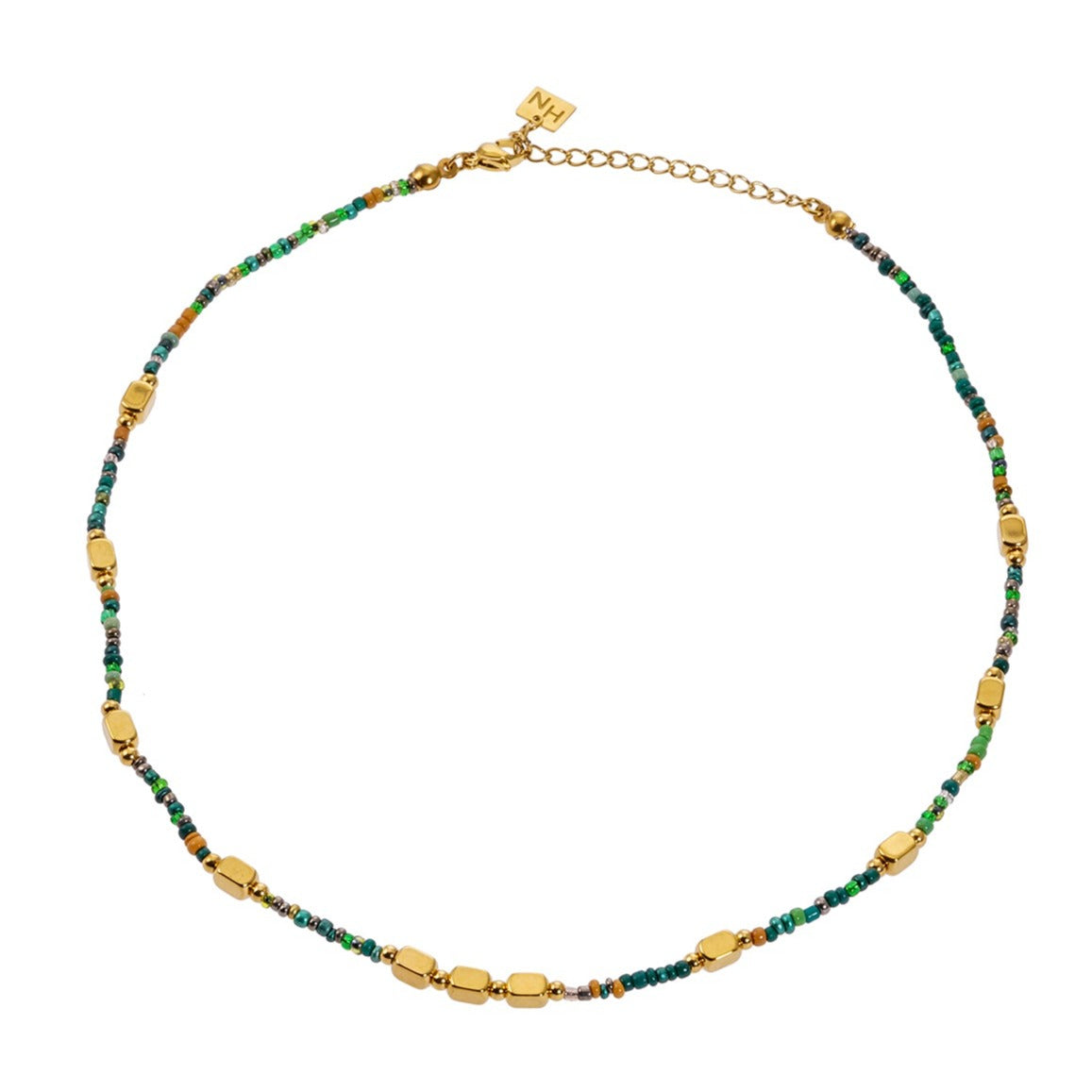 Crystal & Gold Beaded Elegant Boho Chain Necklace