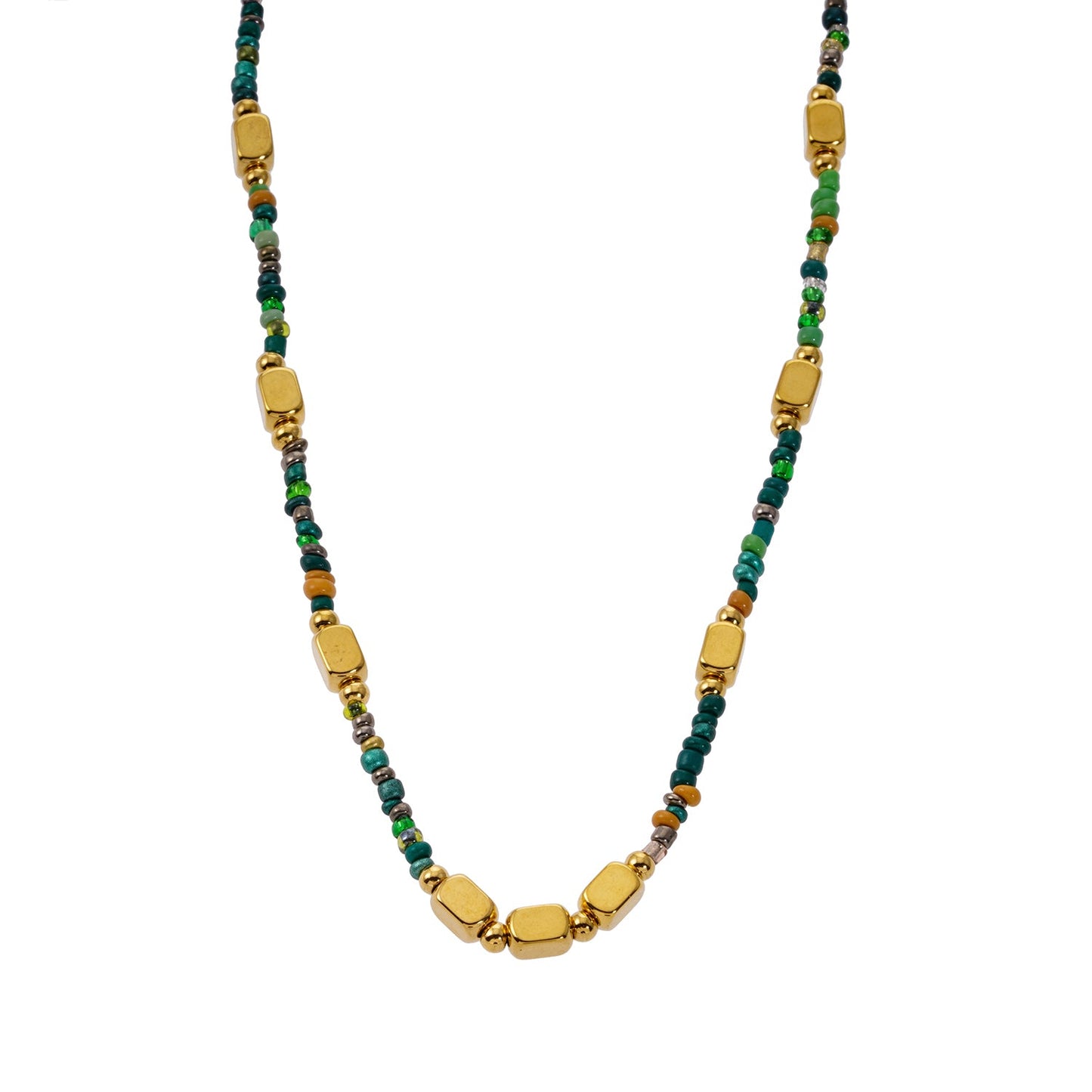 Crystal & Gold Beaded Elegant Boho Chain Necklace