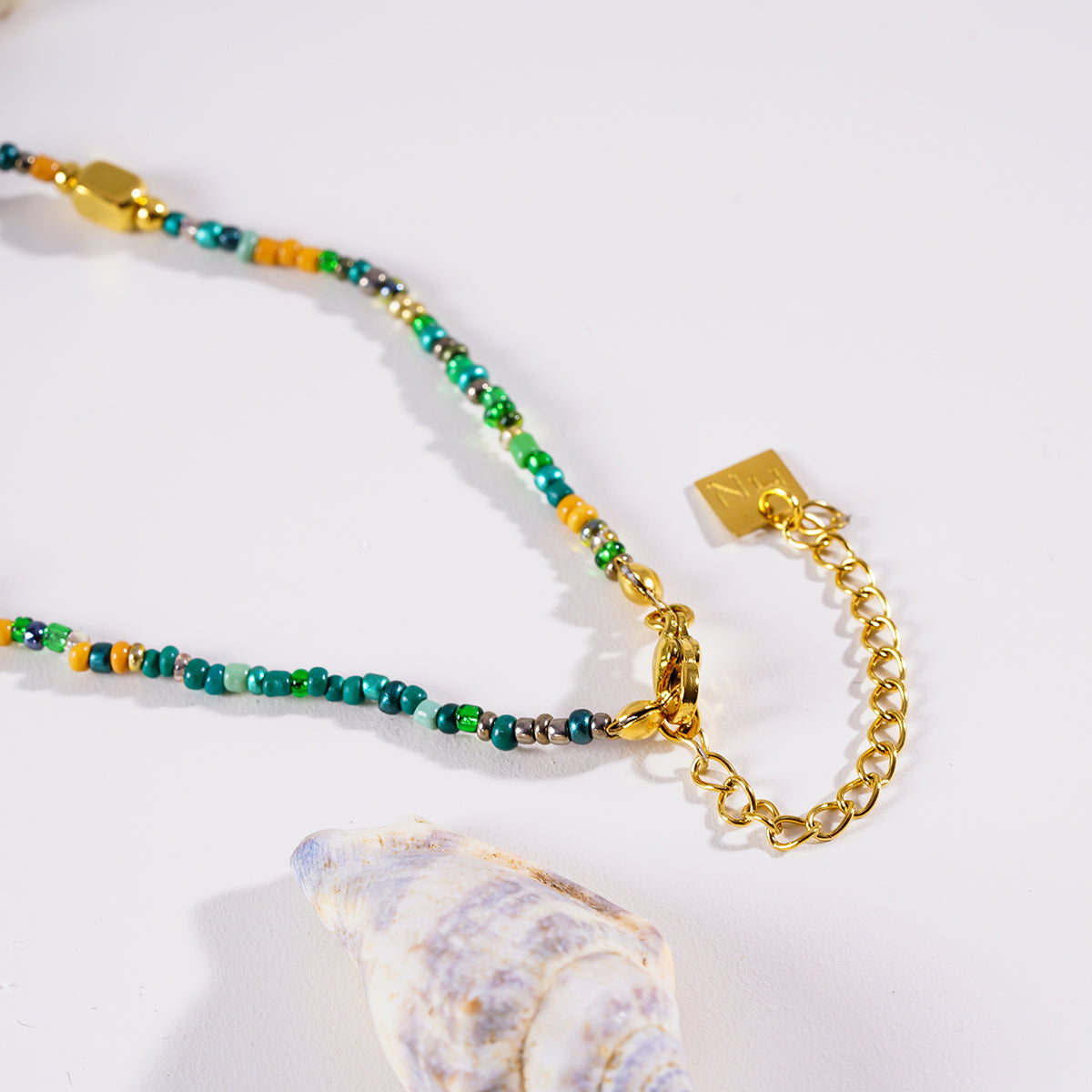 Crystal & Gold Beaded Elegant Boho Chain Necklace