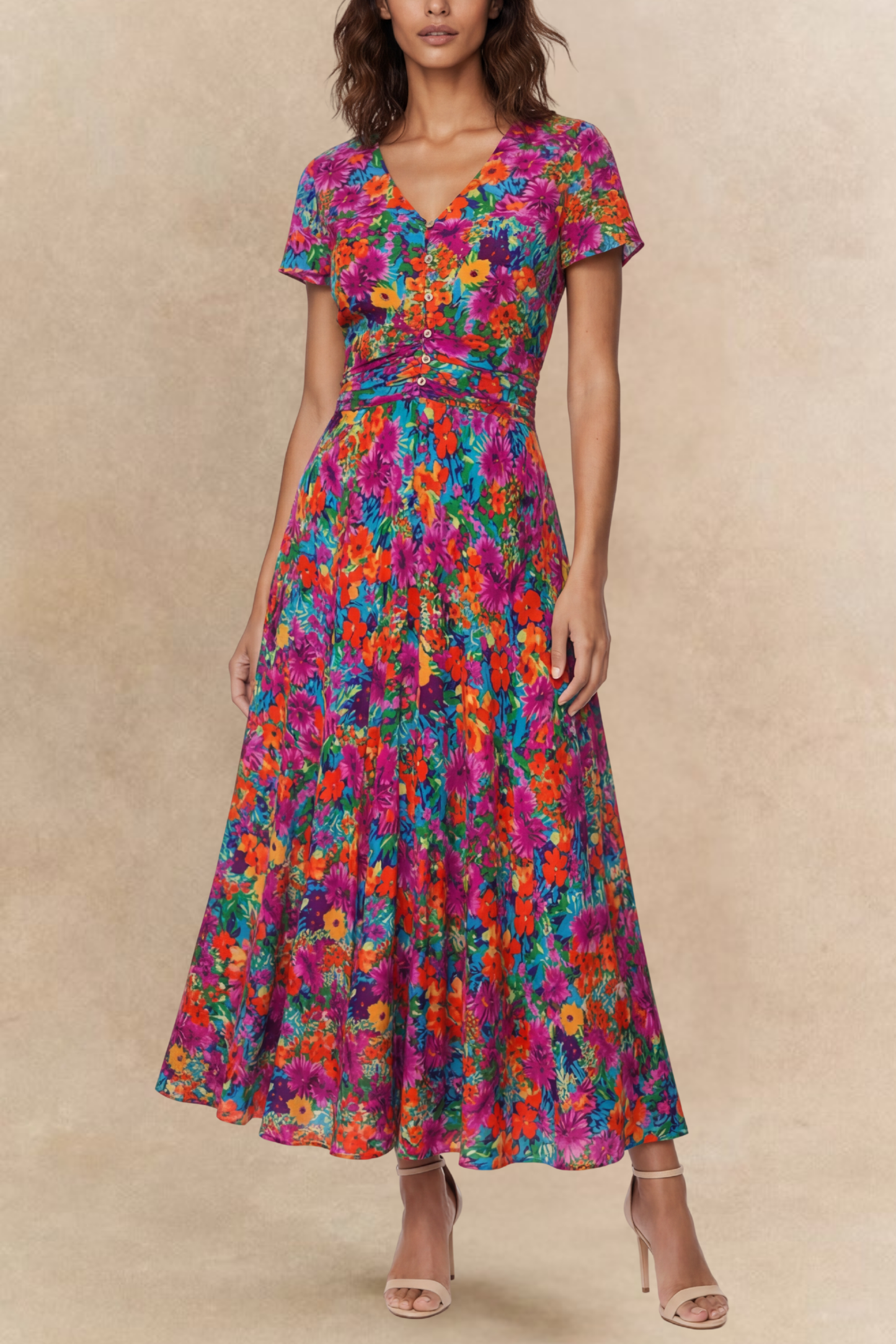 Arianna Floral Maxi Dress with Flutter Sleeves