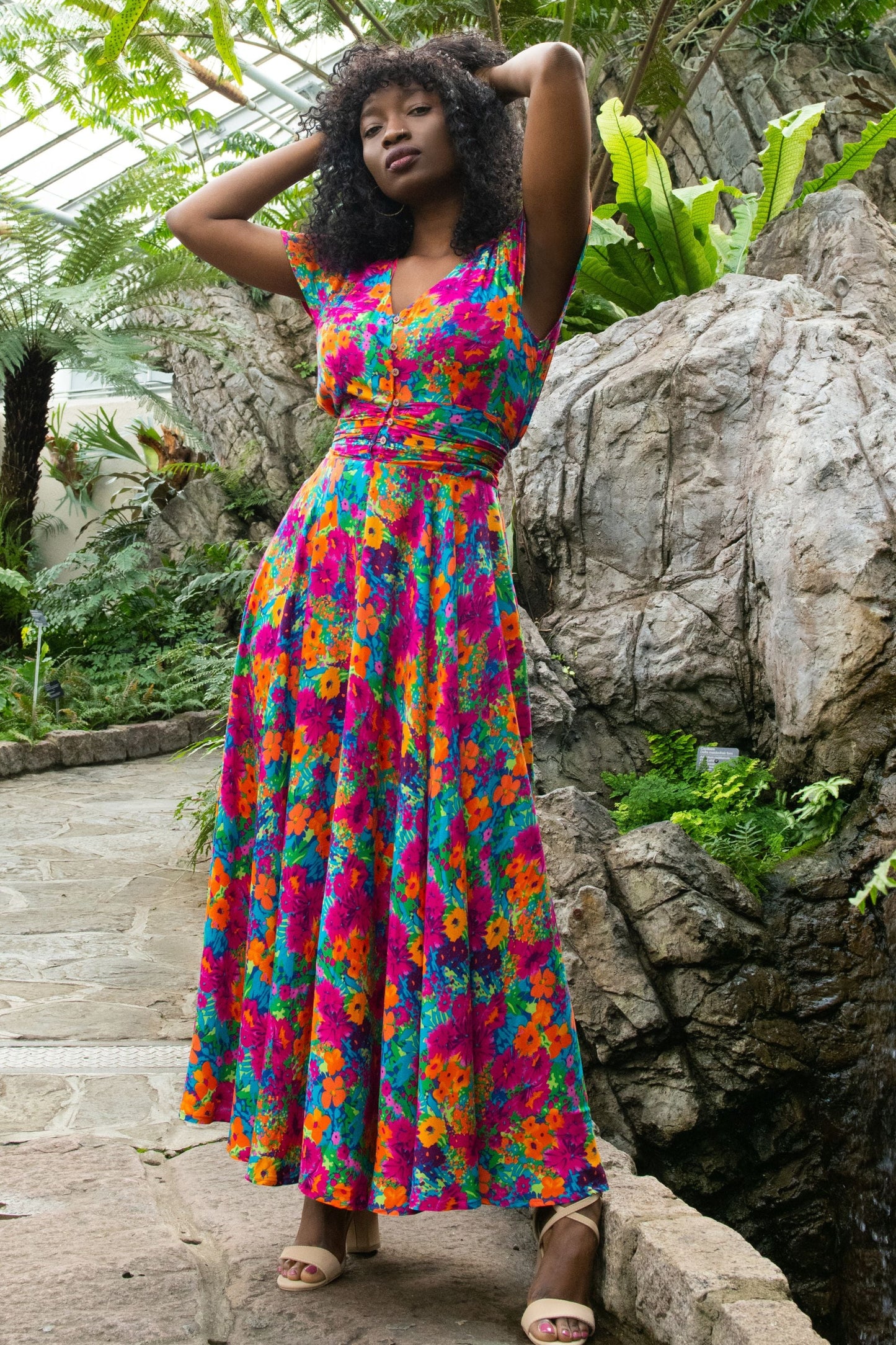 Arianna Floral Maxi Dress with Flutter Sleeves