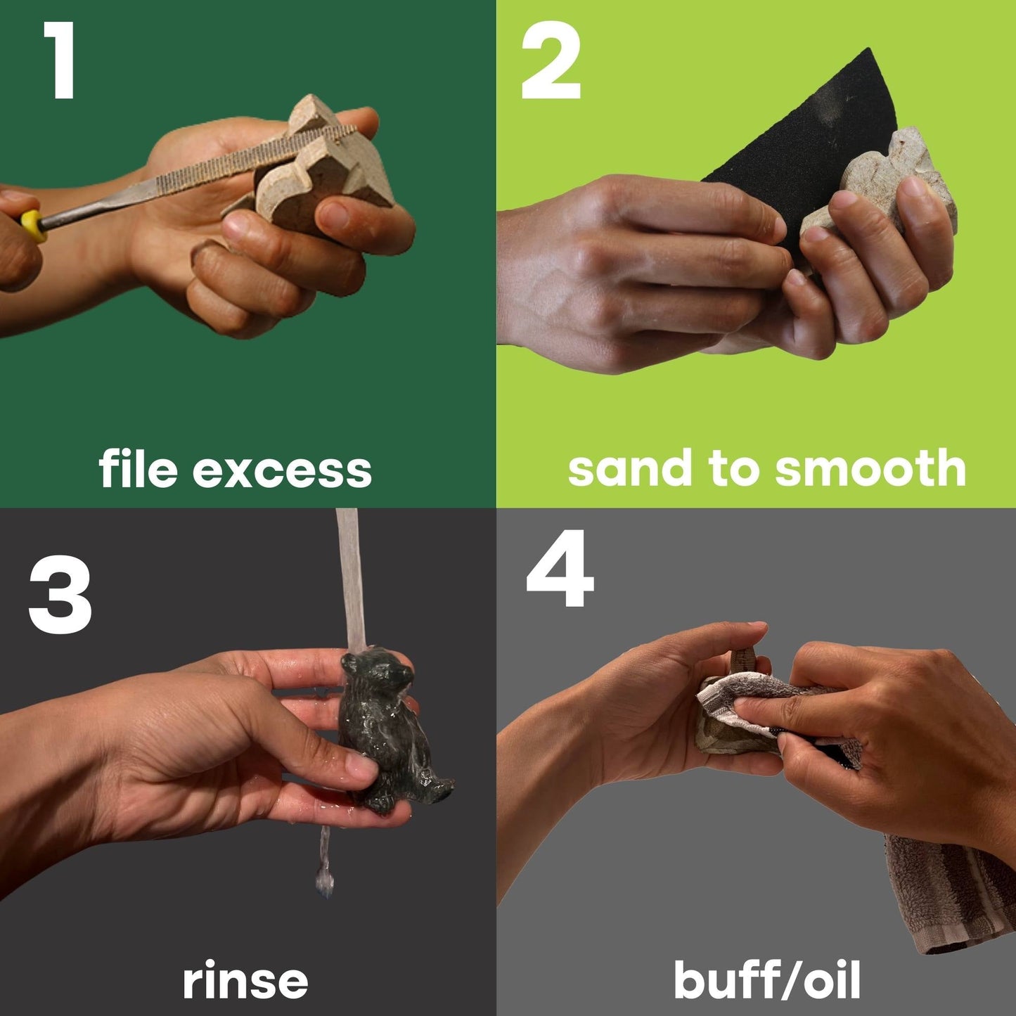 Soapstone Carving Kit - Make 3D Art 🦉🐢🐈 Choose Your Animal