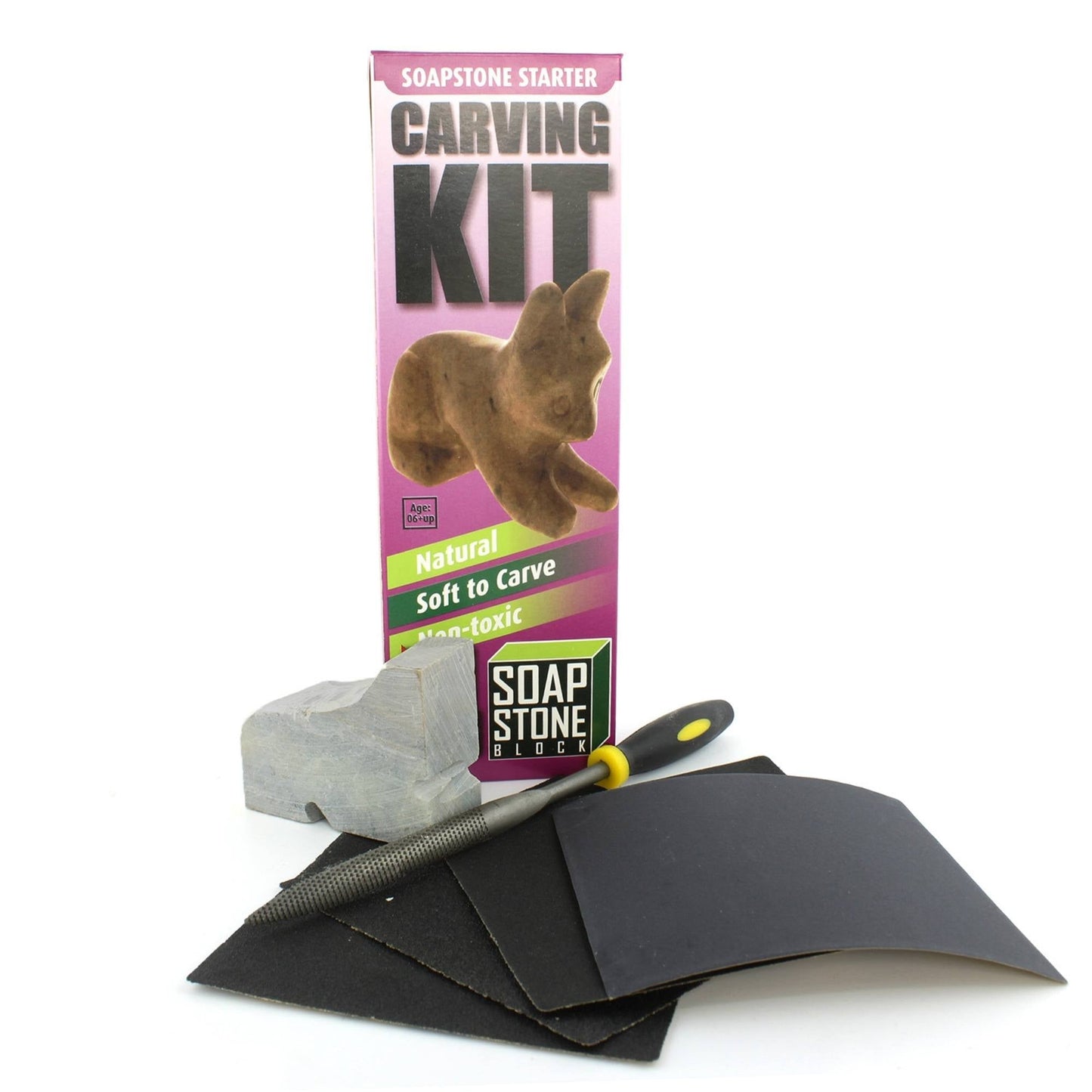 Soapstone Carving Kit - Make 3D Art 🦉🐢🐈 Choose Your Animal