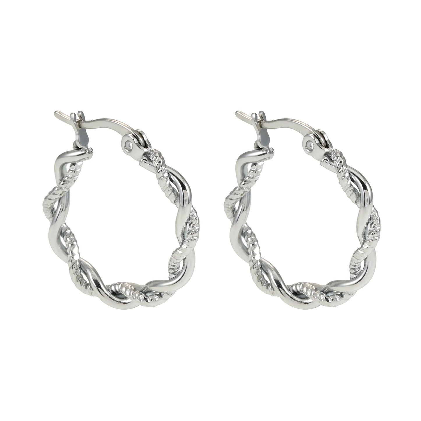 BARBARA: Contrast Textured Twisted Rope Hoop Earrings